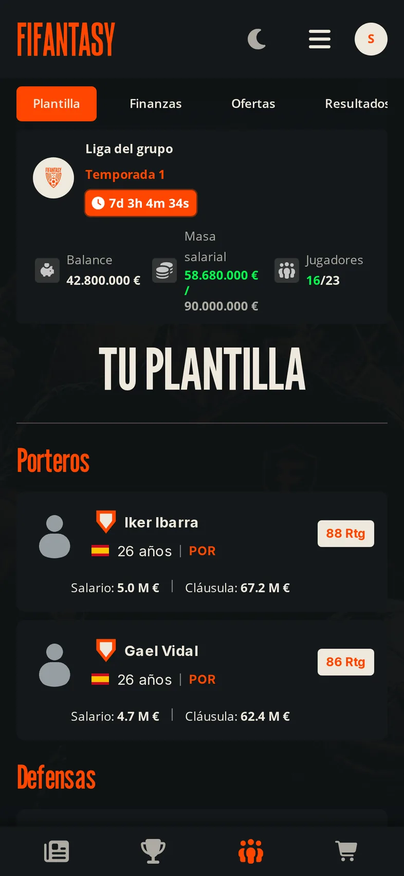 Pantalla de plantilla de FIFANTASY